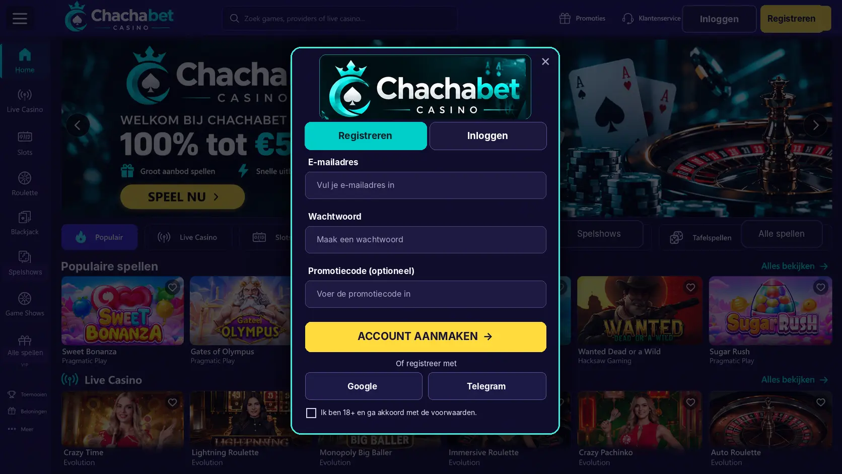 Chachabet Online Casino Nederland: Games, Bonus en Opnames image 2